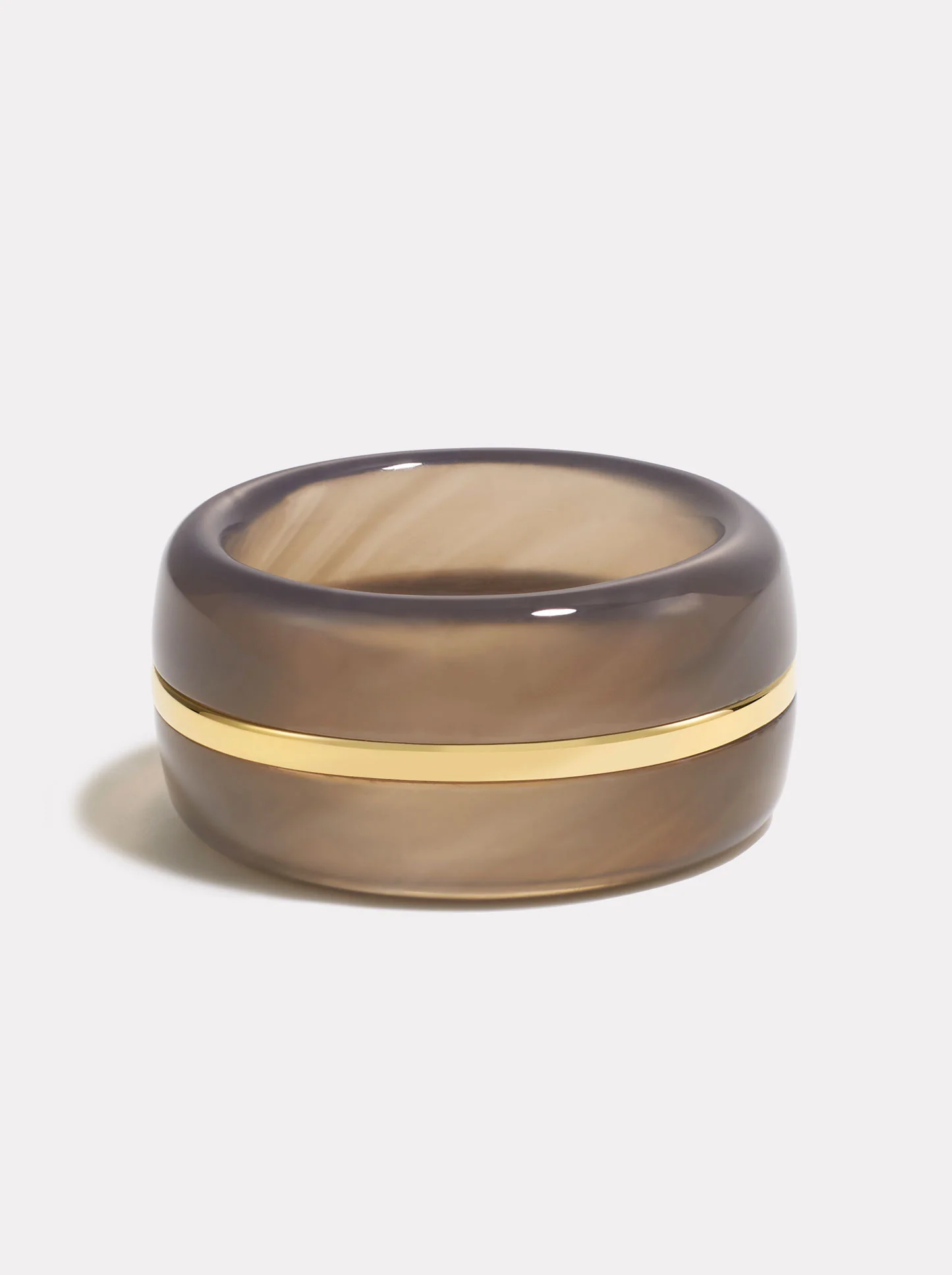 The Essential Wide Ring | Gold & Grey Agate