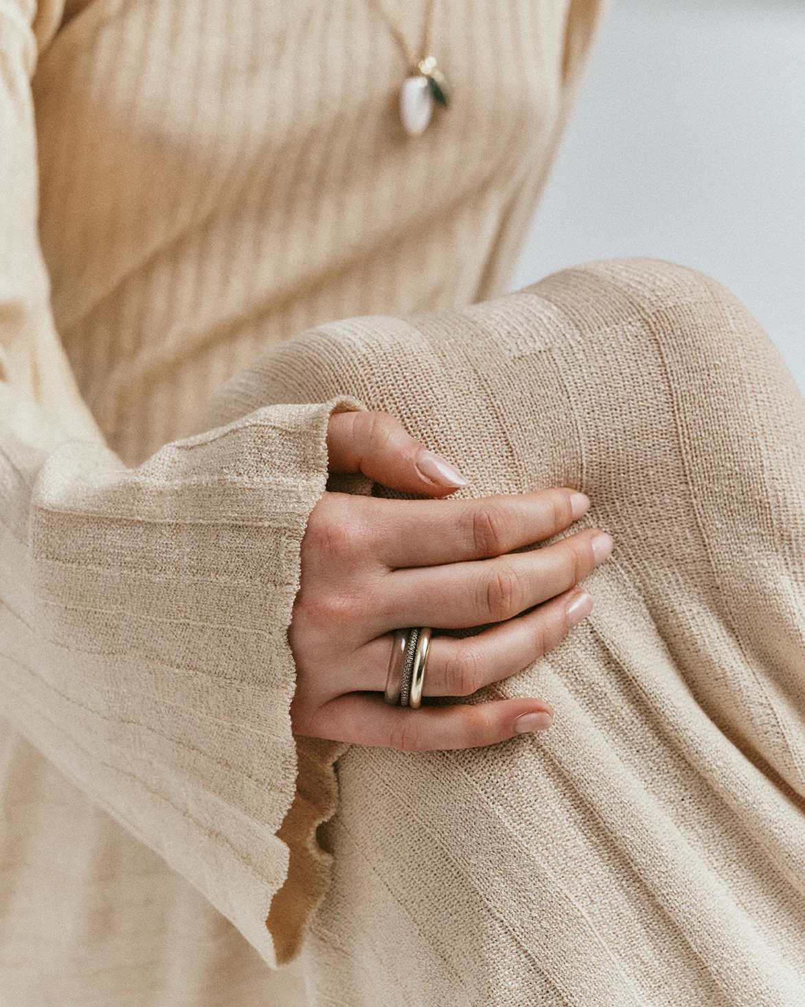 Stack_Aurea Ring Stack | Grey Agate - 56 - Image 2