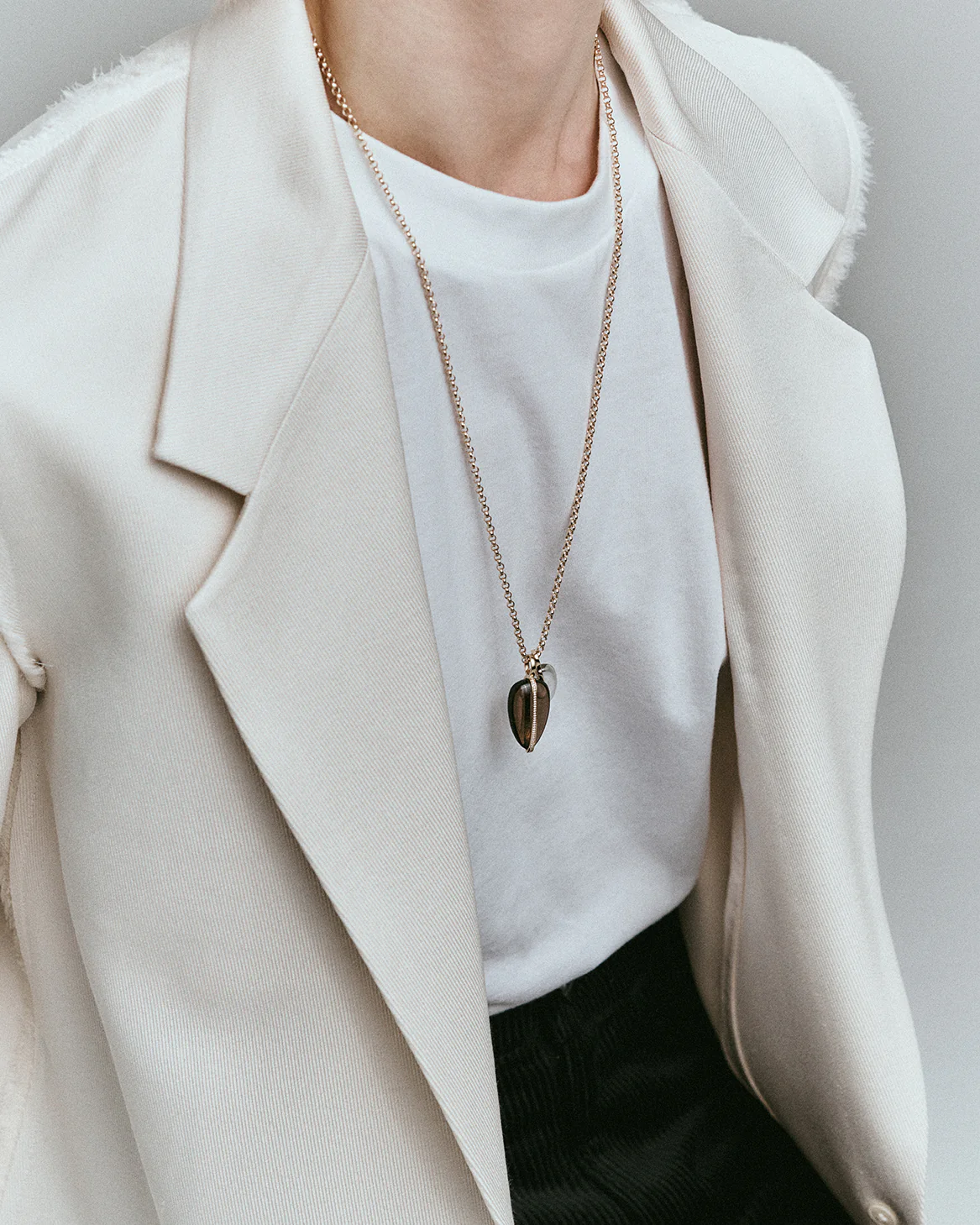 Large Diamond Pebble Pendant | Smokey Quartz - Image 3